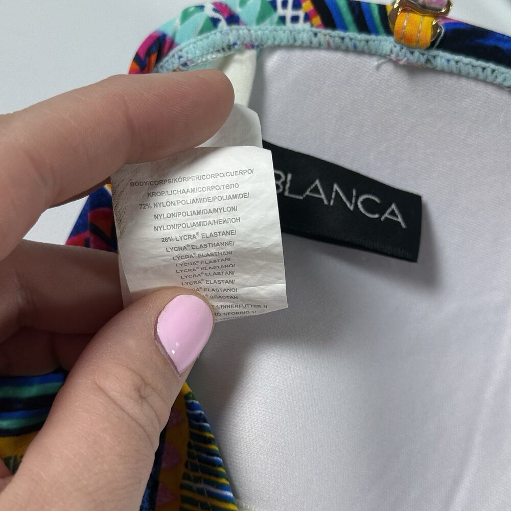 La Blanca Color Me Happy One Piece Swimsuit Aztec Geometric Print Size 6 NWOT - Picture 4 of 5